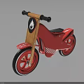 Red Kids' Balance Motorcycle with Wooden Handlebars Black Seat Red Inner Black Outer Wheels and Flame Logo