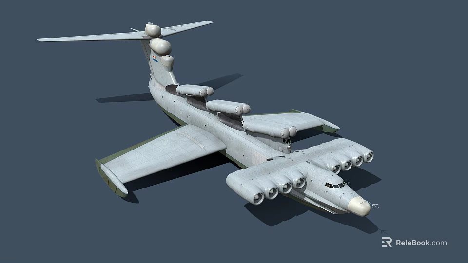 Large Military Transport Aircraft With Multiple Engines And Tail Radar System 3d model 