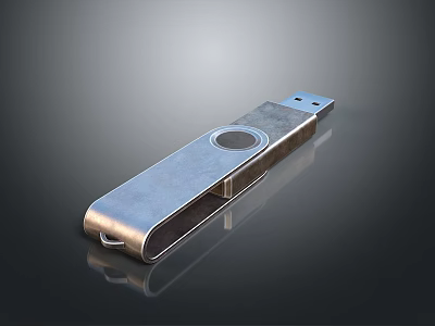 Modern Metal USB Flash Drive With Circular Hole And Everyday Portable Storage Design 3d model