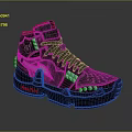 High Top Shoes With Red And Black Colorway Glowing Details Joyful Metal Text And Reflective Sole