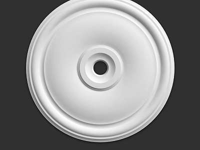 White Circular Ceiling Medallion With Ornate Design And Central Hole 3d model