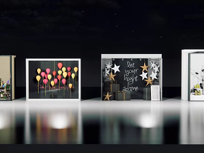 Colorful Inflatable Balloon and Star Shaped Decorations for Party Holiday 3d model