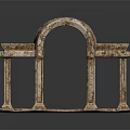 Classical Entrance Gate With Arch Design Stone Columns And Ornate Pedestals Details
