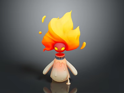 Adorable Household Decor Toy With Flame Head Red Eyes Melting Body And Dripping Details 3d model