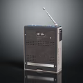 Vintage Radio Audio Speaker With Antenna Black And Silver Retro Design Grille
