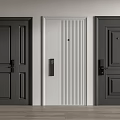 Black White and Dark Gray Security Doors with Modern Design Features 3d model