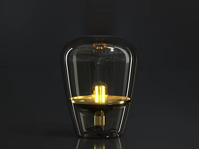 Modern Table Lamp with Transparent Glass Shade and Gold Illuminated Base 3d model