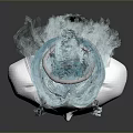 3D Game Movie Character With Blue Long Braided Hair And Decorative Tassels