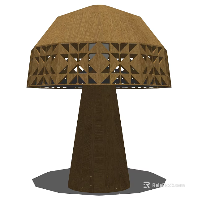 Unique Modern Wooden Table Lamp With Geometric Triangular Cutout Lampshade Design 3d model