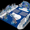 Joyful Ice and Snow Season Opening Day with Decorative Stage Seating Area and Snowflake Elements