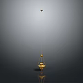 Golden Hanging Light Fixture With Sphere Design And Reflection On Gray Background 3d model