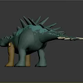 Turquoise And Yellow Stegosaurus Dinosaur Model With Spiked Back And Tail Spikes