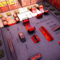 Indoor Skate Park With Graffiti Red Walls Red Orange Ramps Stairs And Benches