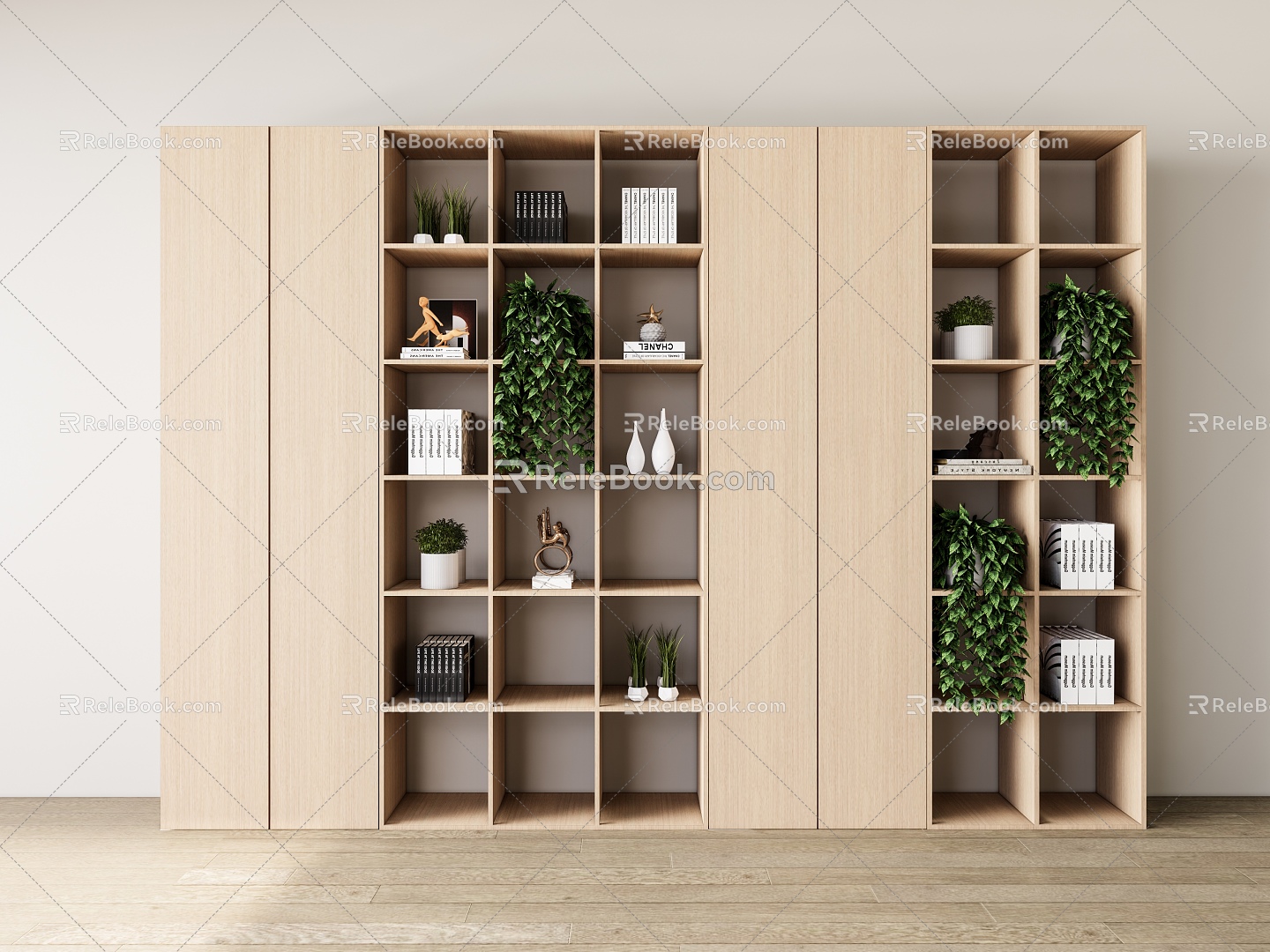 Modern Finished Bookcase Decorative Cabinet 3d model