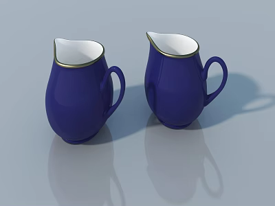 Modern Blue Flush Door With Gold Trim And Smooth Surface Design 3d model