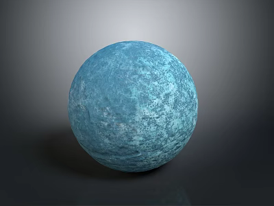 Blue Sphere with Detailed Textured Surface on Smooth Gray Background and Subtle Reflection 3d model