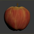 Fresh Ripe Red and Yellow Apple with Shiny Surface on Gray Background