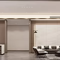 Modern Dining Living Room Interior Design With Large Windows Sofa Bar Counter And Stools