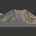 3D Terrain Model With Mountain Slopes Green Vegetation And Rocky Formations