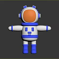Cartoon Style Astronaut Game Character With White Blue Orange Outfit And Extended Arms