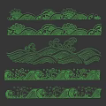 Golden Wave Decorative Patterns With Intricate Traditional Oriental Design Details