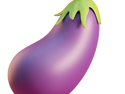 Fresh Purple Eggplant Vegetable With Green Stem And Smooth Surface 3d model