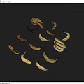 Colorful Assorted Bananas in Various Ripeness Stages Scattered on Gray Background