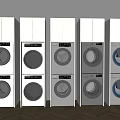 Various Modern Front Loading Washing Machines with Sleek Designs for Home Laundry Areas