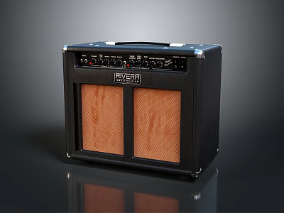Rivera Computer Audio Speaker With Black Housing And Wooden Grille Panels 3d model