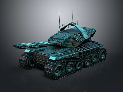 Armored Military Vehicle Featuring Tracked Wheels Communication Antennas and Weapon System 3d model