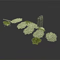 3D Scene Construction Components With Trees Rock Formations And Tower Structure