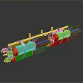 Two Yellow Brown Cylindrical Ordnance Devices With Metal Straps Fins And Dark Surface Reflection