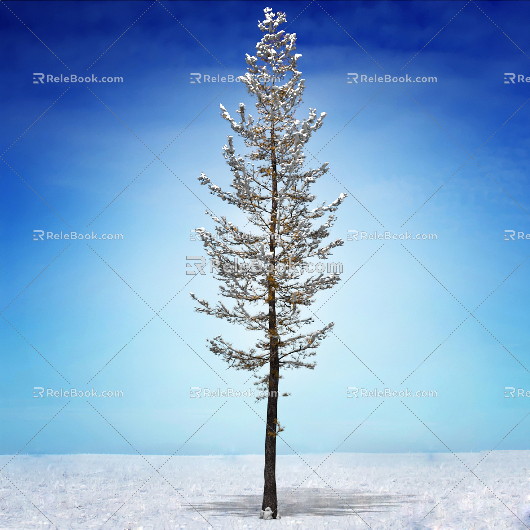 Modern tree withered vine snow old tree 3d model