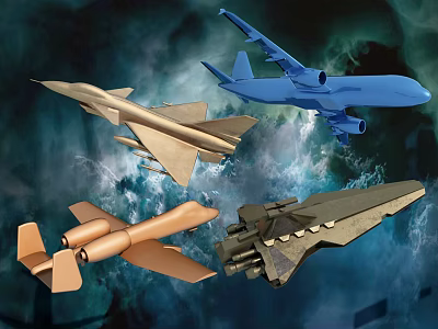 Colorful Electric Toy Airplanes With Remote Control And Starry Sky Design For Kids Play 3d model