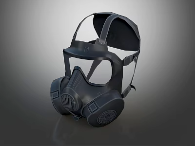 Fire Safety Equipment Protective Gas Mask with Clear Visor and Secure Straps 3d model