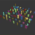 Modern Building Models Arranged in Urban Planning Layout with Diverse Structures