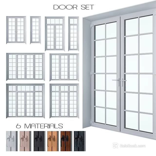 Casement Door Design Options With Multiple Materials And Glass Panel Styles 3d model 