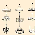 Different Modern Chandelier Designs With Metal Structures And Glass Shades In Various Shapes