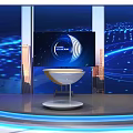 Modern News Studio Featuring Globe Background and 630 News Lighting Design