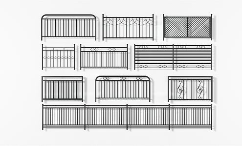 Modern guardrail wrought iron railing 3d model