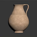 Handmade Terracotta Vase With Curved Handle And Decorative Horizontal Stripes