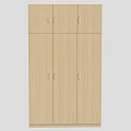 Light Wood Modern Wardrobe with Multiple Doors and Simple Cabinet Design 3d model