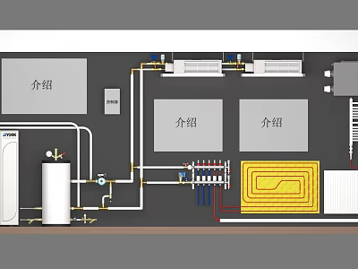 Industrial Facility Background Wall With Piping System Control Panel And Instruction Panels 3d model