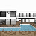 Modern Detached Villa With Palm Trees Swimming Pool Terrace And Outdoor Living Space