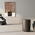 Raccoon Shaped Bean Bag Chairs in Room With Wall Art Floor Vase And Neutral Background