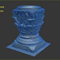 Intricately Carved Stone Decorative Pedestal With Ornate Patterns And Circular Top