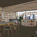 Modern Library Book Bar Reading Room Library 3d model