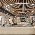 Modern Library Book Bar Reading Room Bookshelf Bookcase Bookstore 3d model