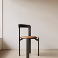 Modern Wooden Frame Dining Chair With Brown Leather Seat And Simple Design