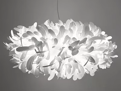 Modern White Feather Design Chandelier with Artistic Shape for Home Decoration 3d model